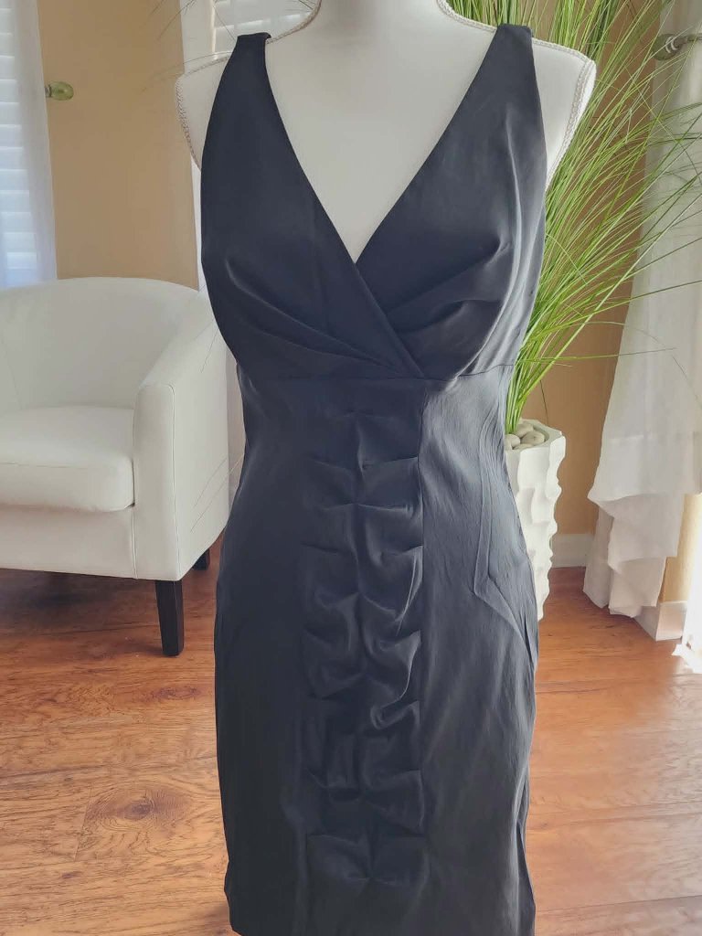 Calvin Klein Sleeveless Satin Black Stretch Cocktail Dress